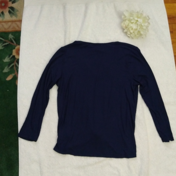NWT Navy Blue MK Michael Kors Long Sleeve Top Medium - Picture 8 of 14